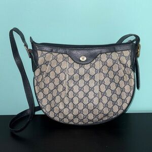 Vintage Gucci Signature Navy Blue Crossbody Bag